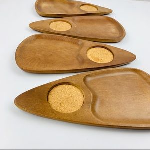 Teak Wood Mid century Tidbit Appetizer Tray’s